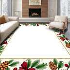 Festive Evergreen Pinecone Bow Border Rug