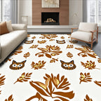 Whimsical Cat and Leaf Medallion Rug