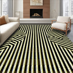 Modern Black Yellow Geometric Stripes Rug