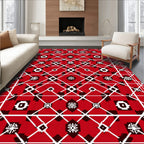 Red Geometric Diamond Folk Rug