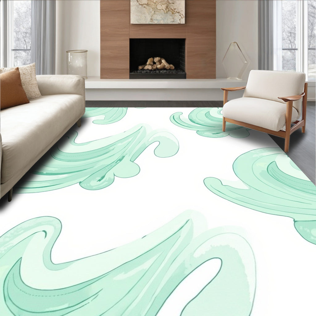 Soft Mint Wave Swirl Rug