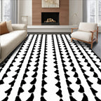 Black White Tall Columnal Shapes Rug