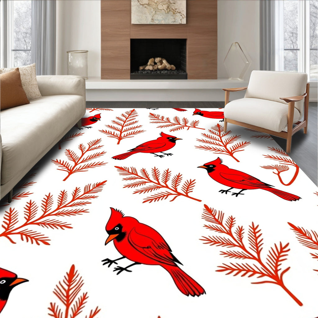 Red Cardinal Branch Repeat Rug