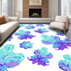 Whimsical Blue Floral Creature Scatter Rug