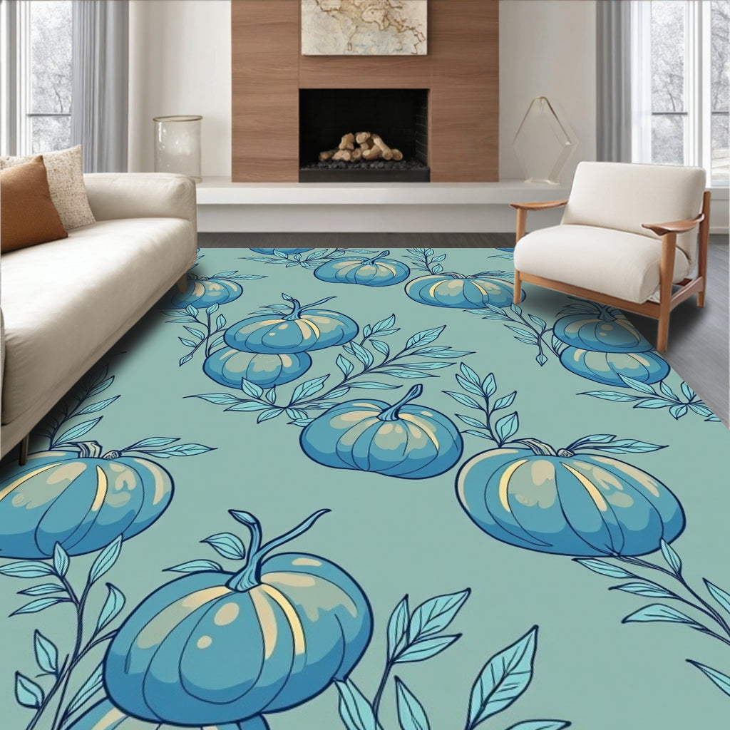 Serene Blue Pumpkin Vine Repeat Rug