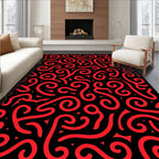 Crimson Red Swirl Abstract Rug