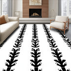 Black Vertical Folk Art Tree Rug