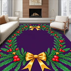 Golden Bow Evergreen Berry Wreath Rug