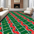 Green Red Wavy Stripe Star Plaid Rug