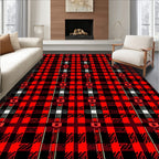 Red Black Plaid Tartan Square Rug