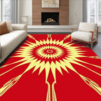 Radiant Yellow Sunburst Red Rug