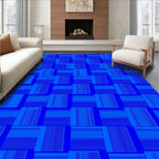 Bold Blue Woven Geometric Rug