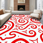 Crimson Swirls and Stars Overlay Rug