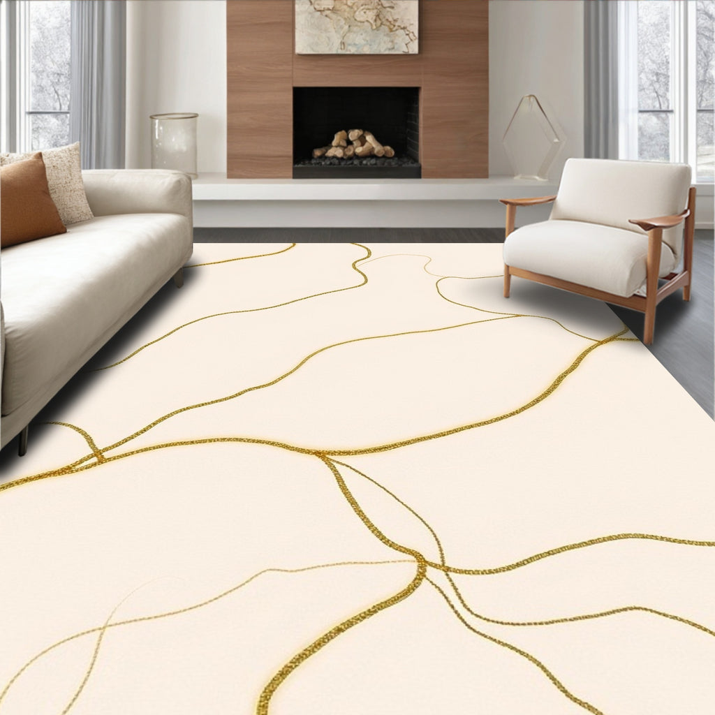 Golden Vein Abstract Organic Rug