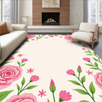 Pink Roses and Buds Border Rug