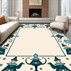 Teal Jester Folk Art Frame Rug