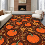 Autumn Harvest Pumpkin Leaf Arrangement Rug