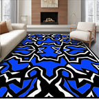 Bold Blue Abstract Fractal Mirror Rug