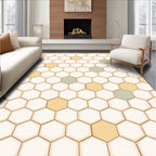Subtle Hexagon Cream Yellow Mint Rug