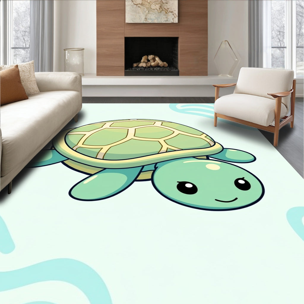 Cute Sea Turtle Wave Rug