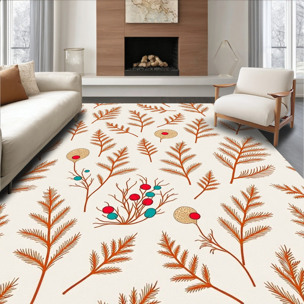 Terracotta Sprigs And Berries Rug