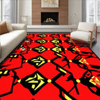 Bold Red Yellow Geometric Tribal Rug