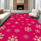 Crimson and Gold Snowflake Scatter Rug