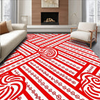 Whimsical Red Swirl Heart Medallion Rug