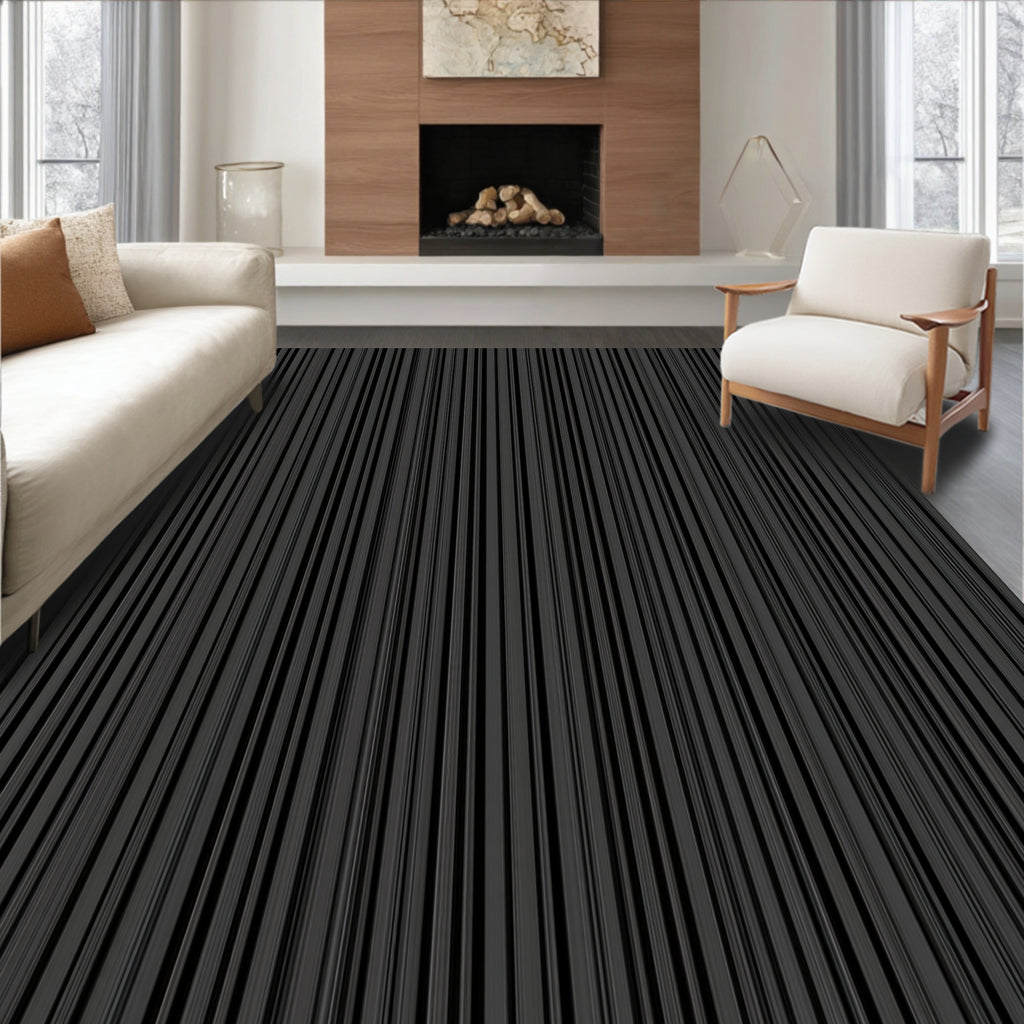 Dark Gray Vertical Stripe Rug