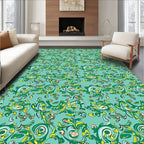 Teal Green Whimsical Abstract Swirl Rug