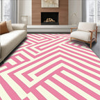 Soft Pink Geometric Maze Rug