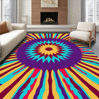 Vibrant Psychedelic Sunburst Medallion Rug