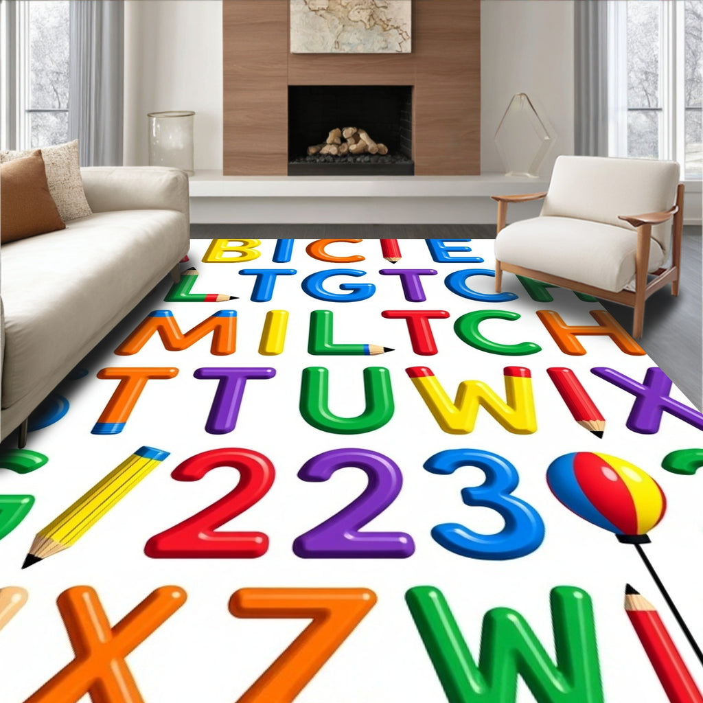Alphabetical Rainbow Playful Classroom Letters Rug
