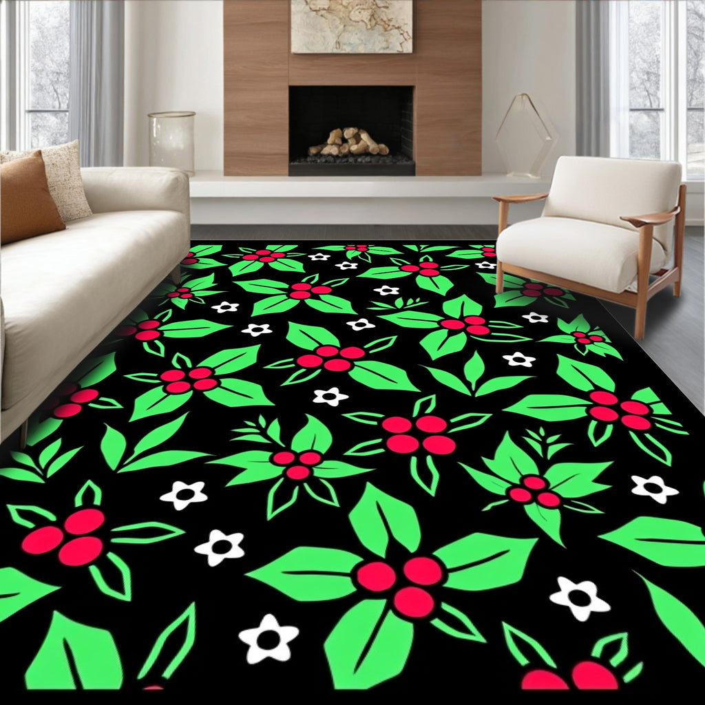 Holiday Holly Berry Foliage Rug