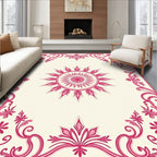 Vintage Crimson Floral Frame Medallion Rug