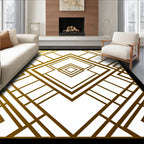 Golden Art Deco Geometric Diamond Rug