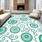 Teal Wood Grain Swirl Abstract Rug