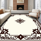 Brown Floral Scrollwork with Central Sunburst Rug