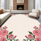 Pink Rose Garden Border Rug