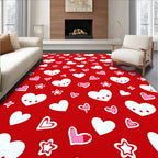 Red White Pink Hearts Stars Collage Rug