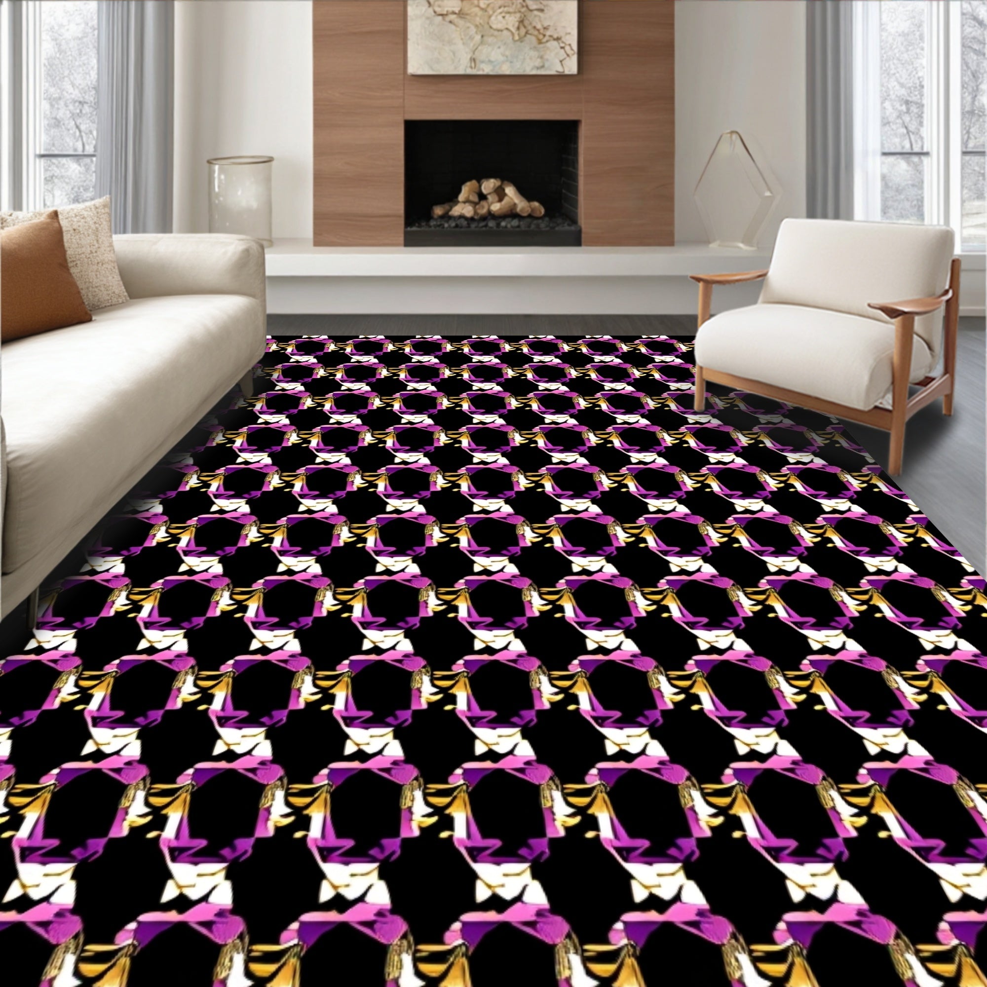 Glamorous Violet Faceted Gemstone Repeat Rug