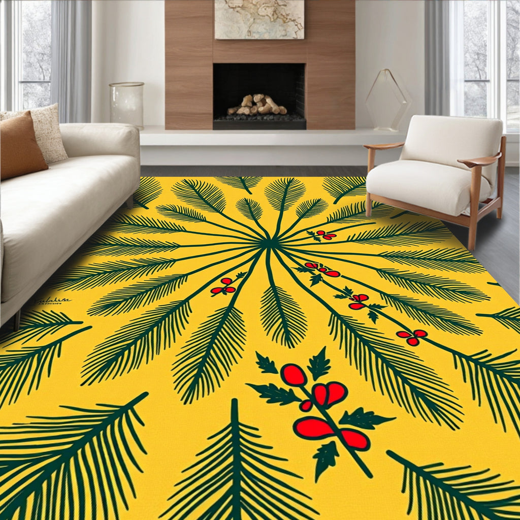 Yellow Pine Needle Medallion Rug