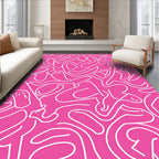 Vibrant Pink Dynamic Line Art Rug