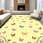 Whimsical Yellow Butterfly Garden Rug