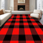 Crimson Black Plaid Checkered Rug