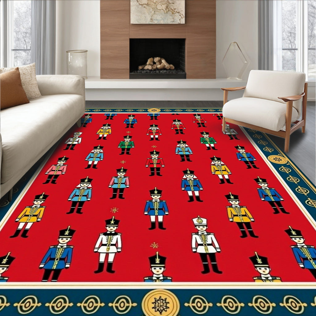 Red Guard Soldiers Repeating Pattern Rug