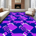Vivid Pink Geometric Abstract Squares Rug