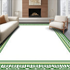 Green Geometric Band Border Rug