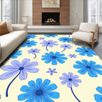 Retro Blue Lavender Daisy Meadow Rug