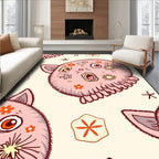 Whimsical Pink Furball Floral Sea Creature Rug